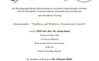 Vortrag Klimawandel – “Einflüsse auf Wildtiere, Mensch und Umwelt“