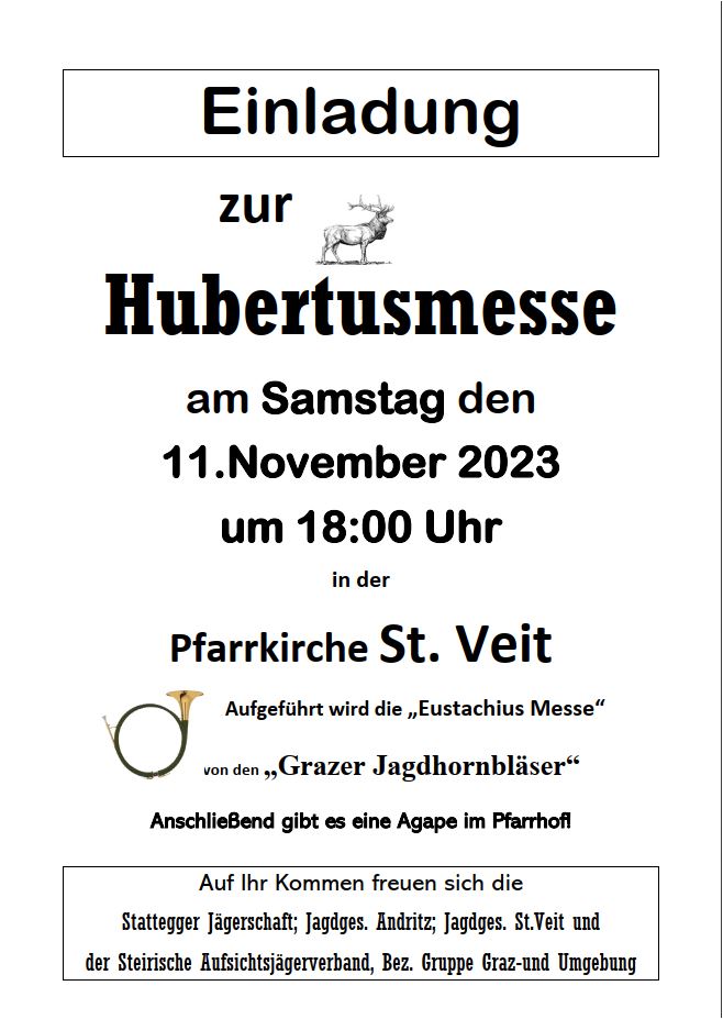Hubertusfeier in der Pfarrkirche St. Veit in Graz